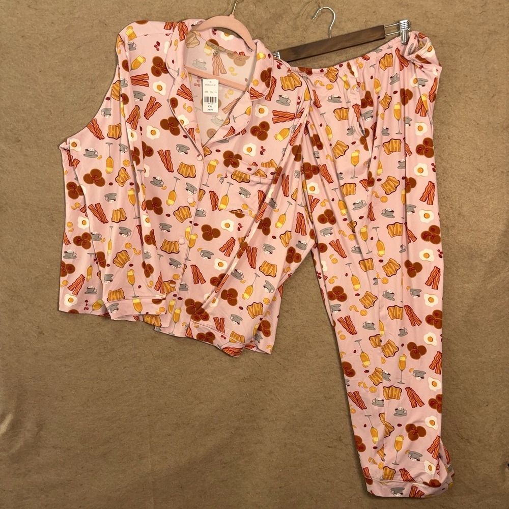 My Danielle Pajama Set Womens XXL Pink Brunch Mimosa Pockets Stretch NWT